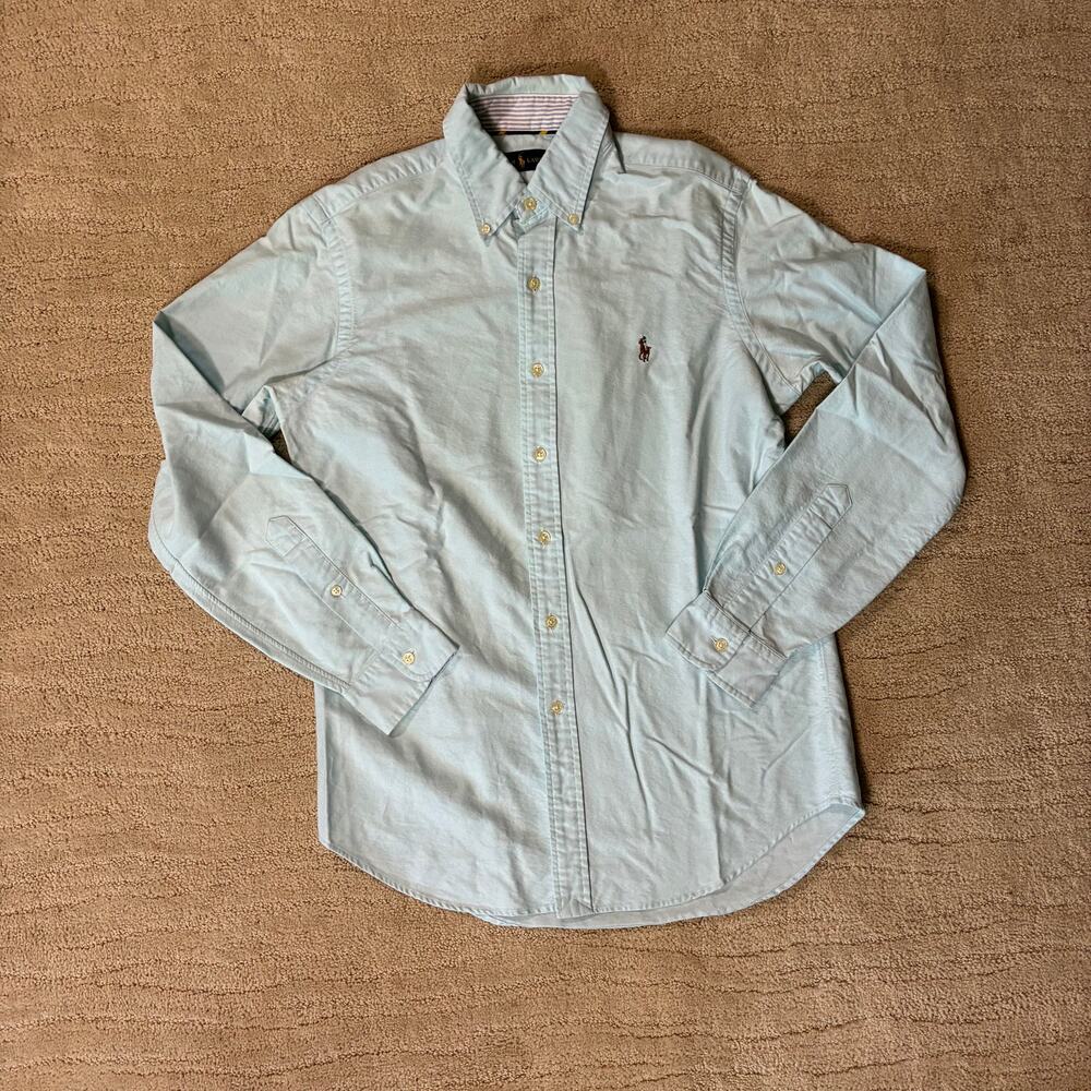 Ralph Lauren Mens Small Cotton Light Blue Collard Button Down Preppy Old Money